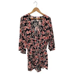 Seafolly Australia Rose Plumeria Long Sleeve Romper Size M Jumpsuit Botanical